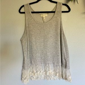 Woven Tank w/Lace Hem